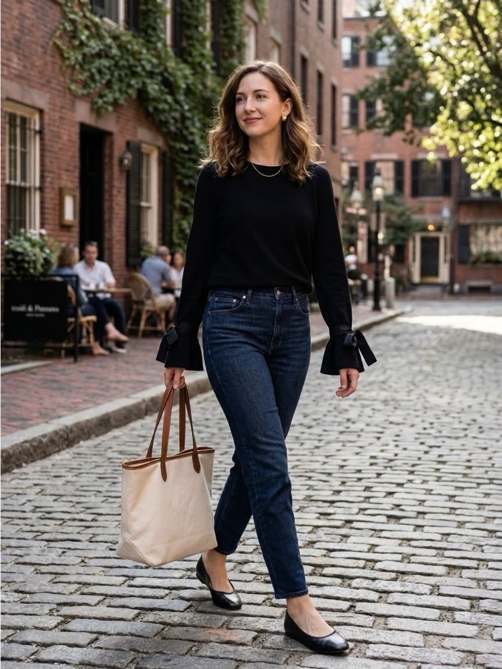 J Crew Black Cotton Ties Sleeves Sweatshirt (N-1)